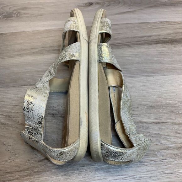 ECCO Damara Criss Cross Sandals Gravel Metallic Leather EU 37 Gold Silver US 6 - Picture 3 of 13